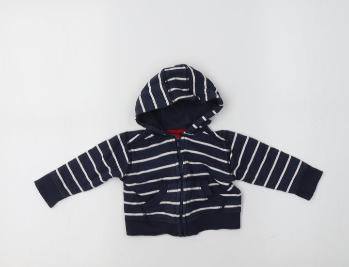 Preworn Baby Blue Striped Cotton Full Zip Jumper Size 3-6 Months