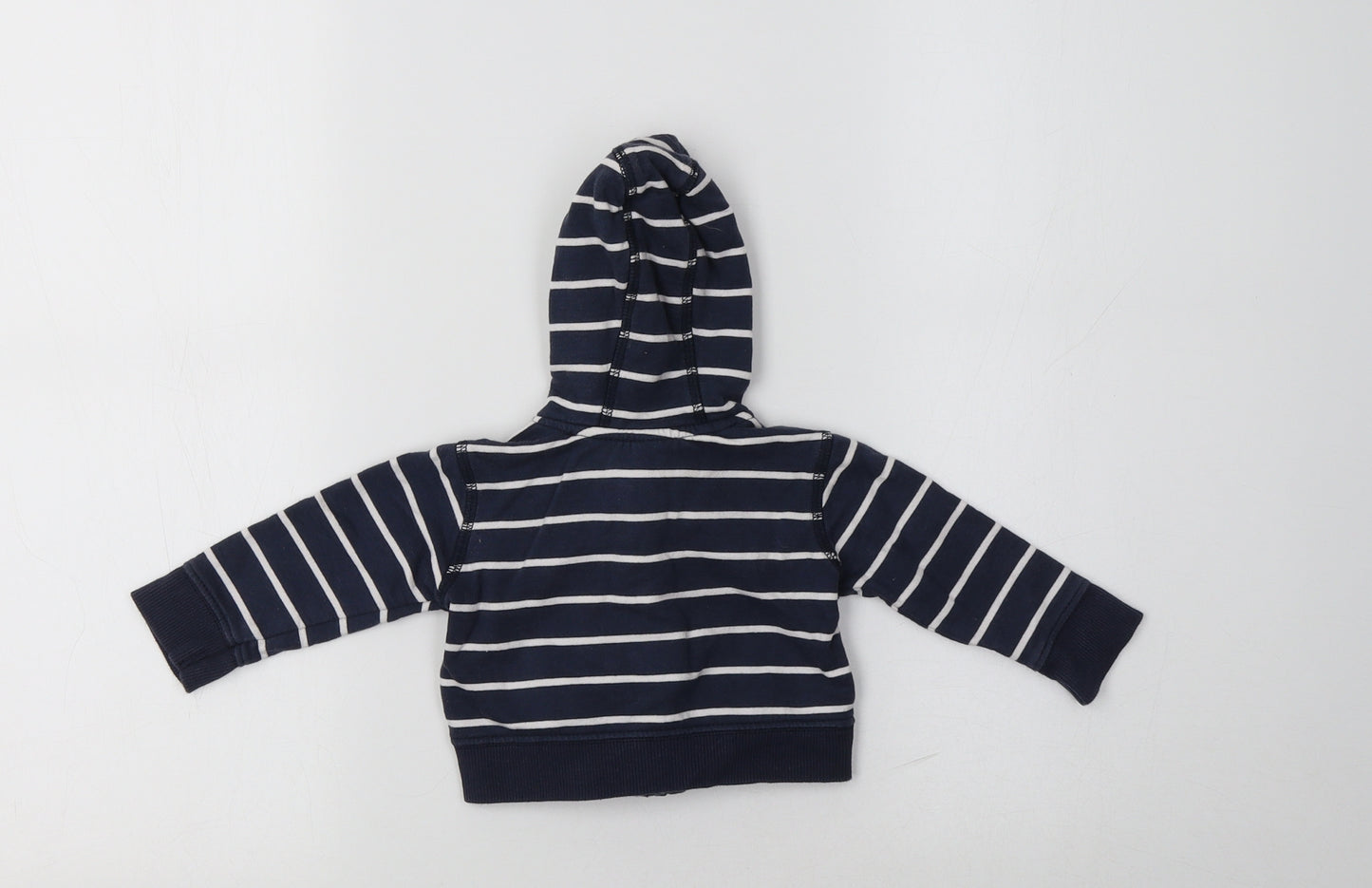Preworn Baby Blue Striped Cotton Full Zip Jumper Size 3-6 Months