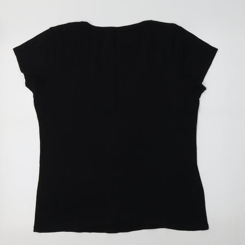Papaya Womens Black  Cotton Basic T-Shirt Size 18 Crew Neck