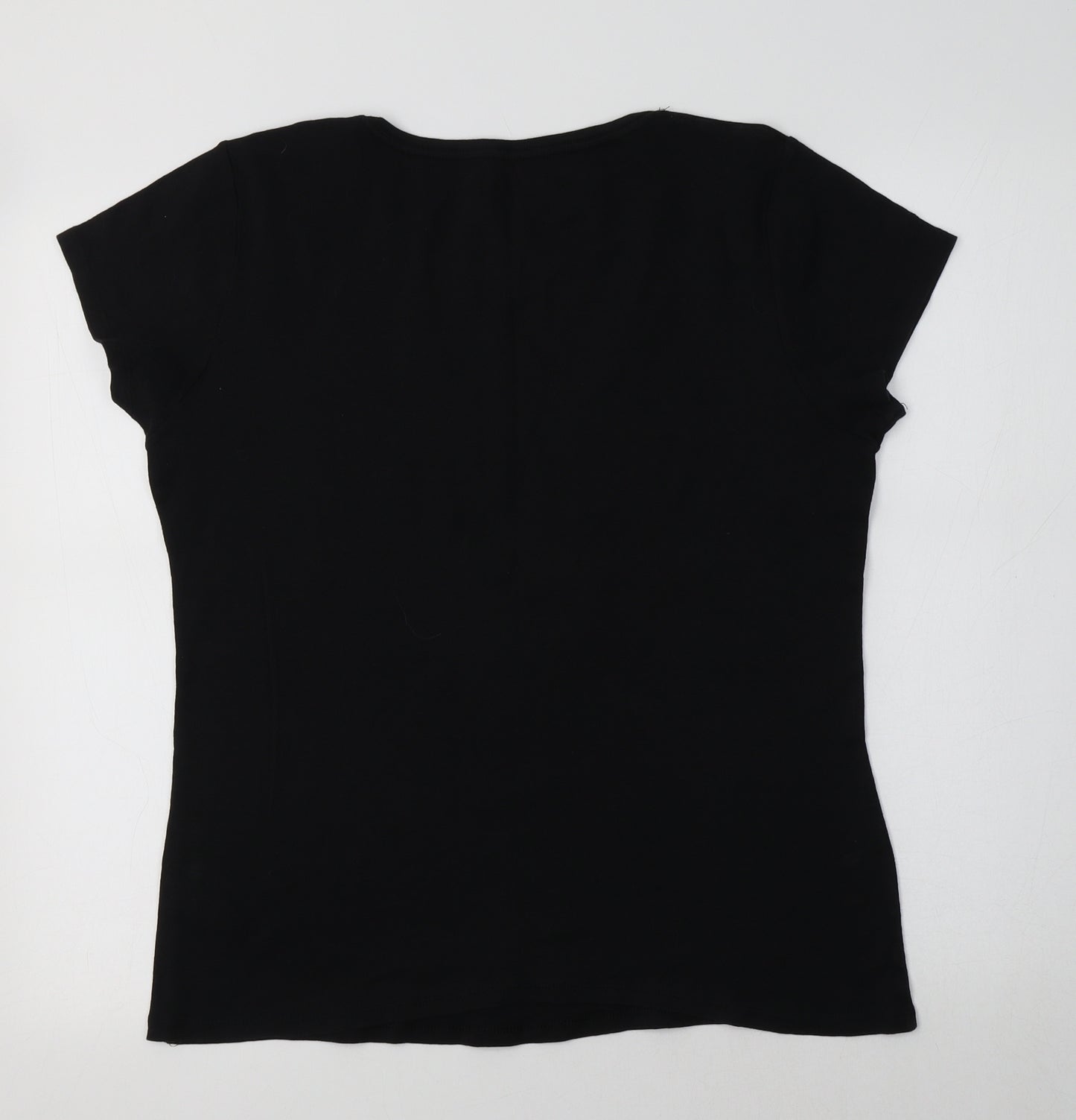 Papaya Womens Black  Cotton Basic T-Shirt Size 18 Crew Neck