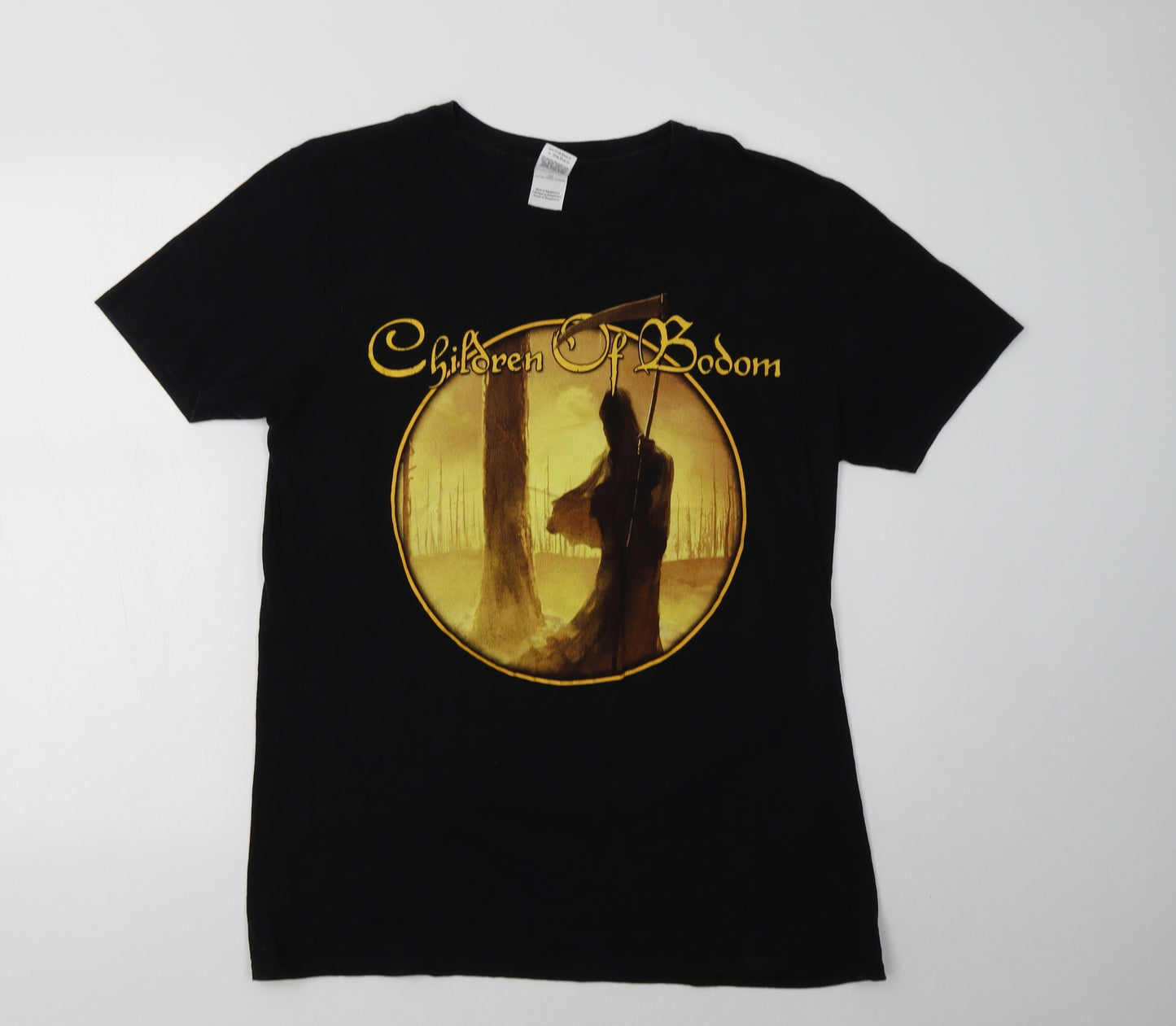 Gildan Mens Black  Cotton  T-Shirt Size L Crew Neck  - Children Of Bodom