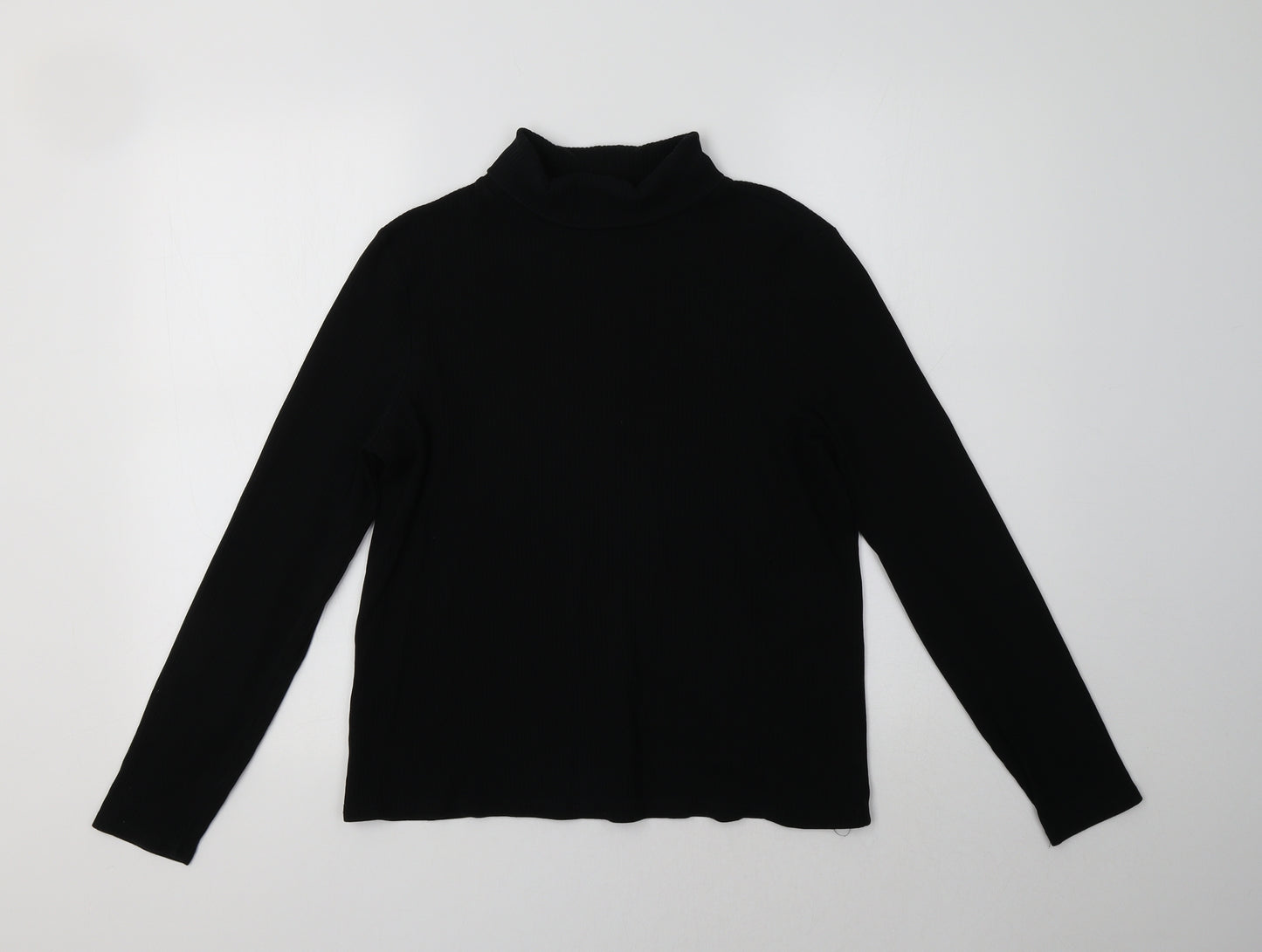 Laura Ashley Womens Black Roll Neck  Cotton Pullover Jumper Size 14
