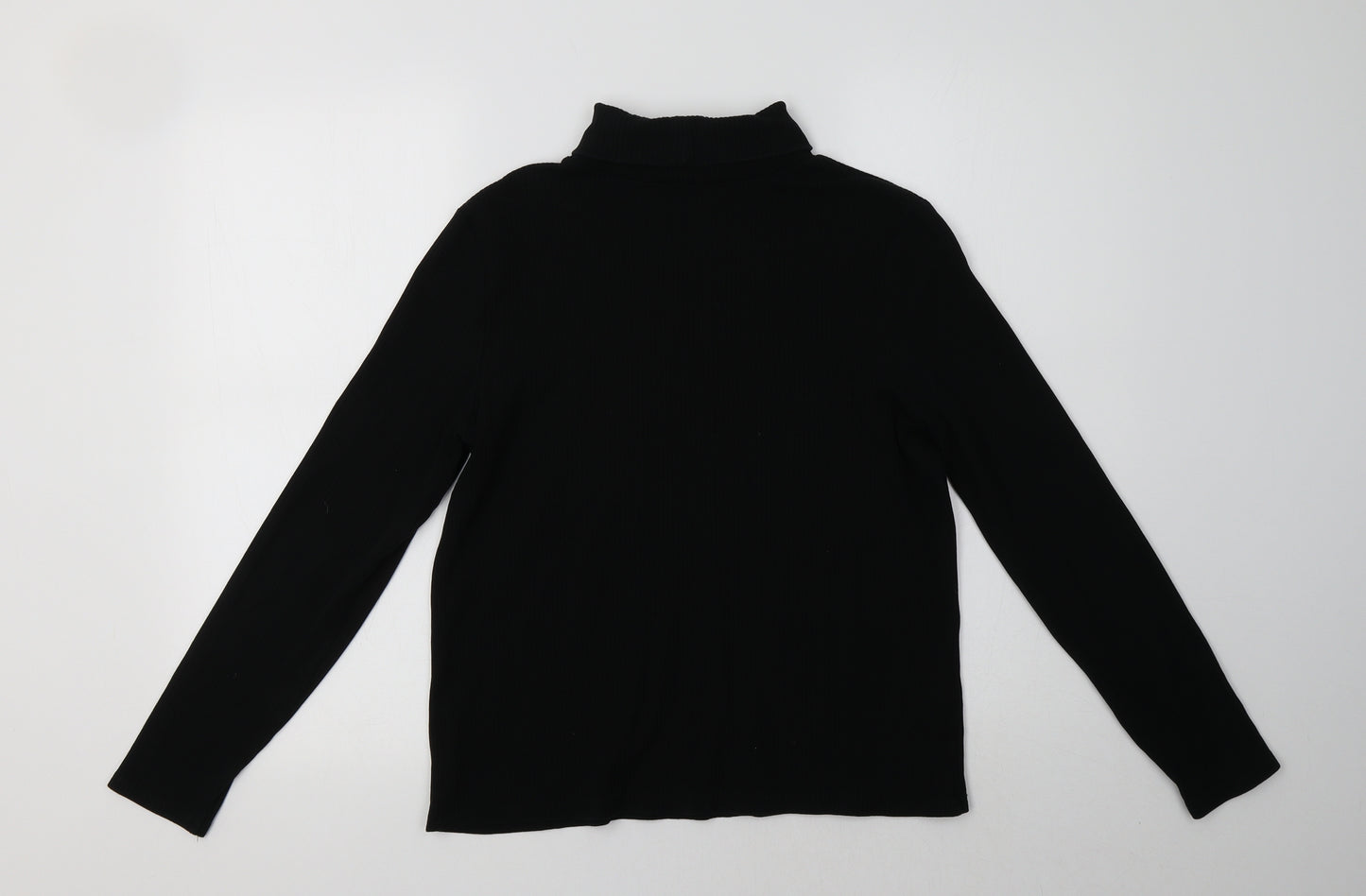 Laura Ashley Womens Black Roll Neck  Cotton Pullover Jumper Size 14