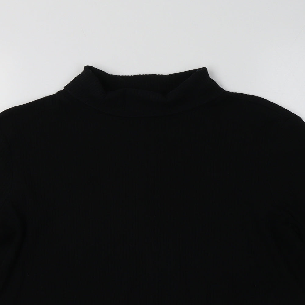 Laura Ashley Womens Black Roll Neck  Cotton Pullover Jumper Size 14