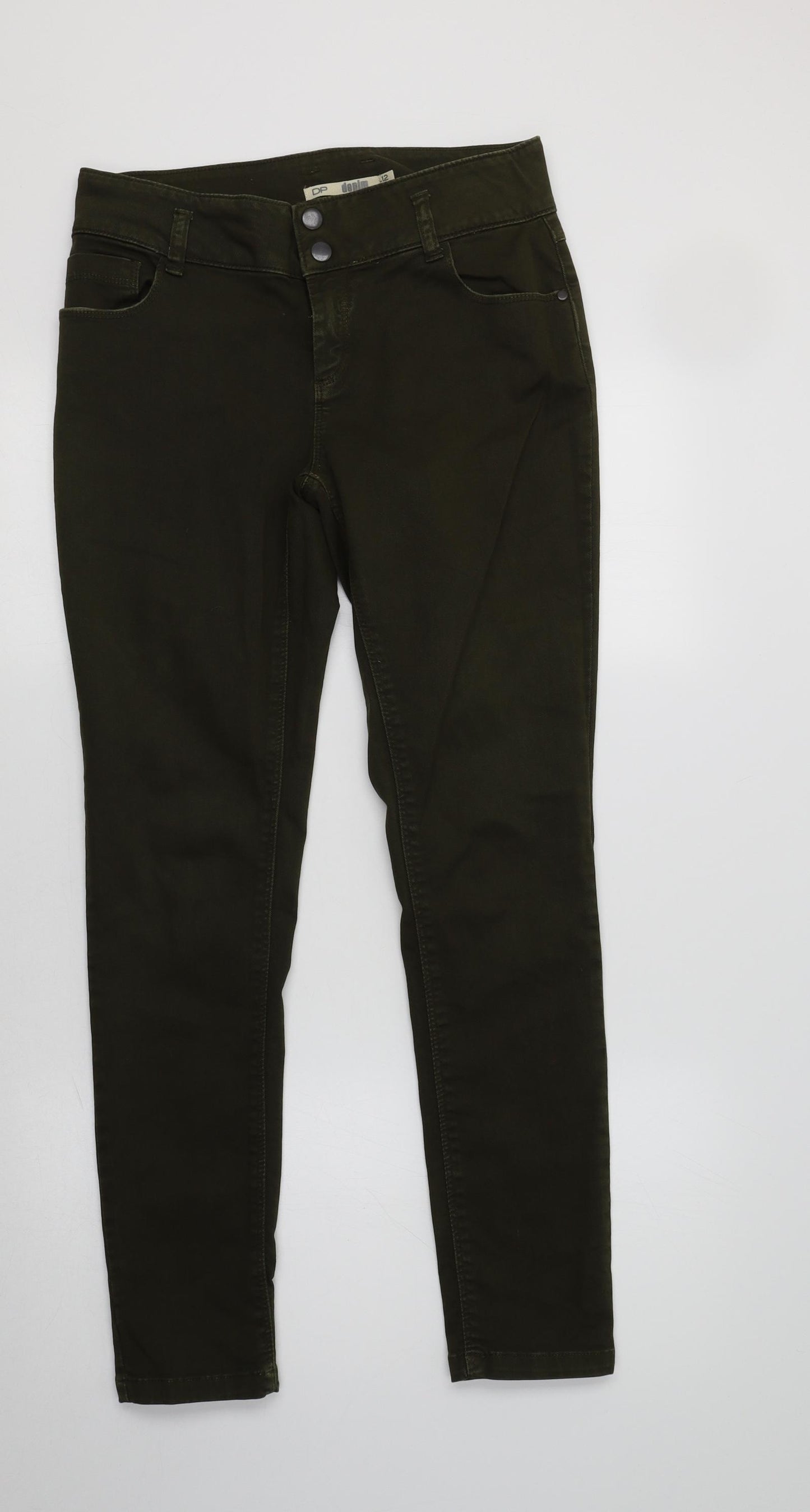 Dorothy Perkins Womens Green  Cotton Skinny Jeans Size 12 L30 in Regular