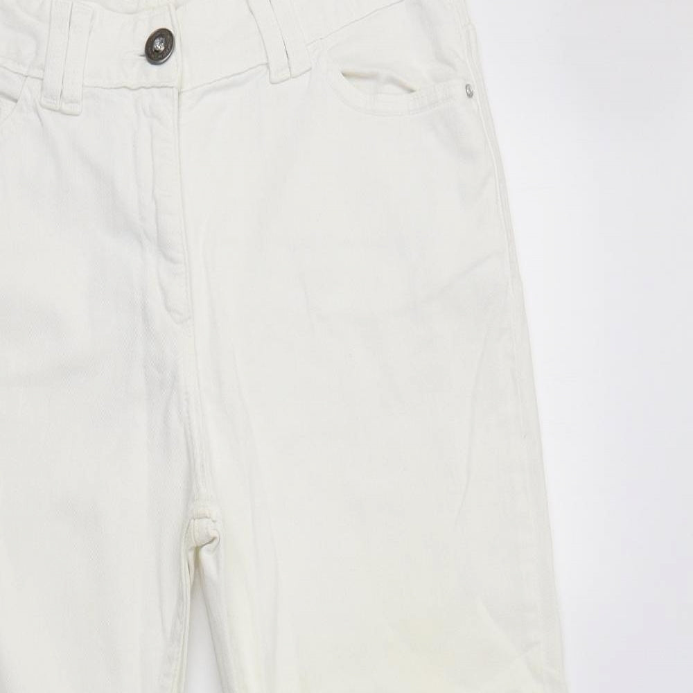 M&S Womens White  Cotton Cropped Jeans Size 14 L22 in Regular