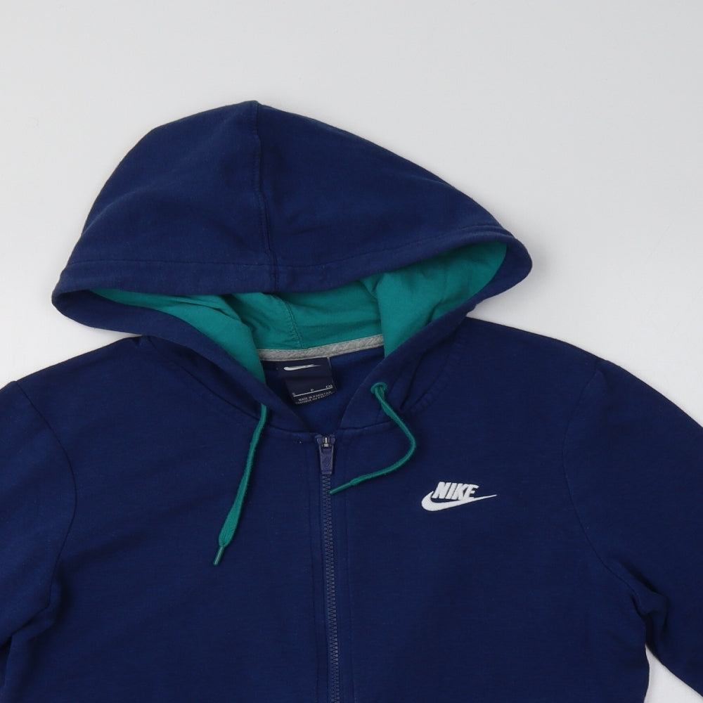 Nike Womens Blue  Cotton Full Zip Hoodie Size S