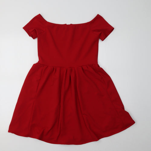 Select Womens Red  Polyester Fit & Flare  Size 12 Round Neck