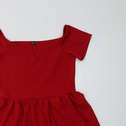 Select Womens Red  Polyester Fit & Flare  Size 12 Round Neck