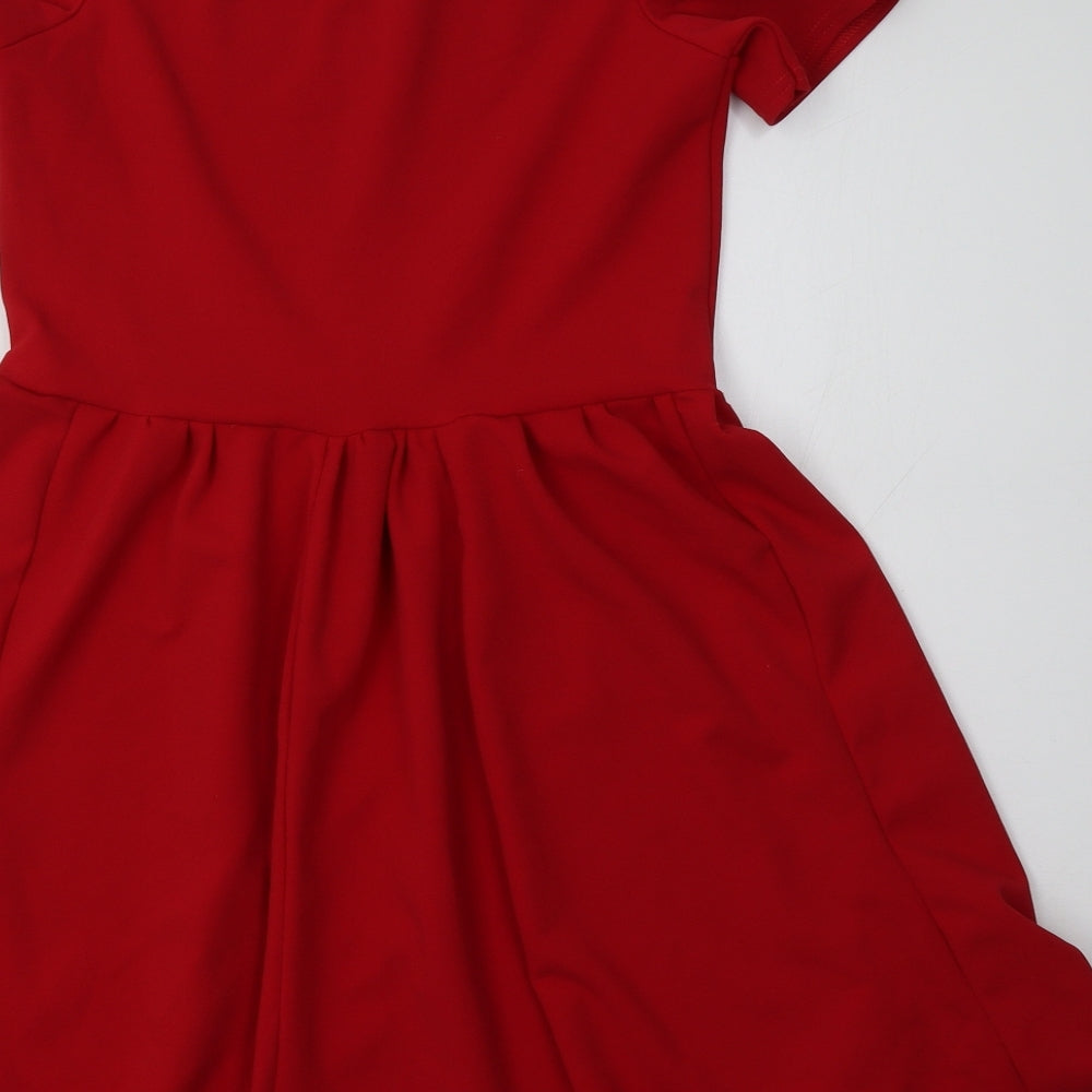 Select Womens Red  Polyester Fit & Flare  Size 12 Round Neck