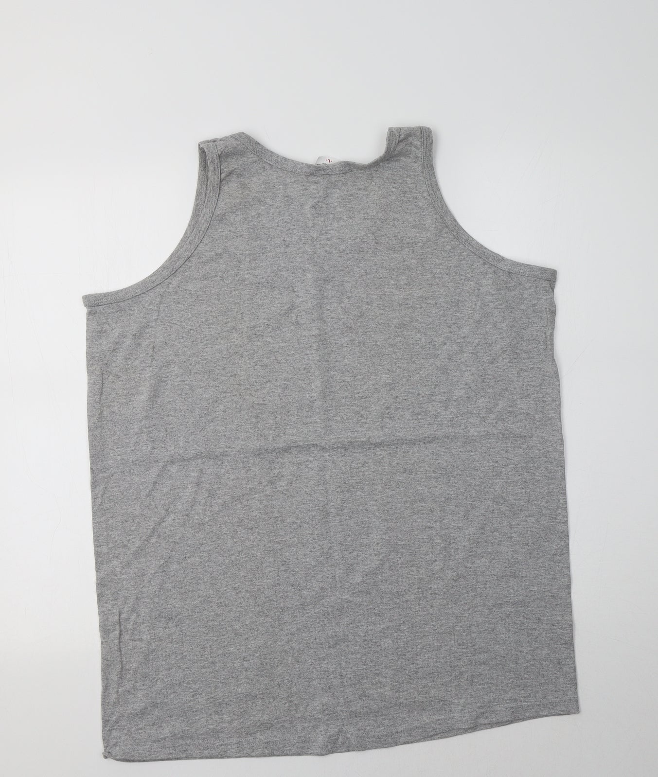 Anvil Womens Grey  Cotton Basic Tank Size L Crew Neck - Antigua