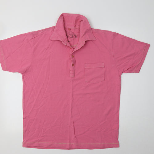 Authentic Clothing Company Mens Pink  Cotton  Polo Size L Collared