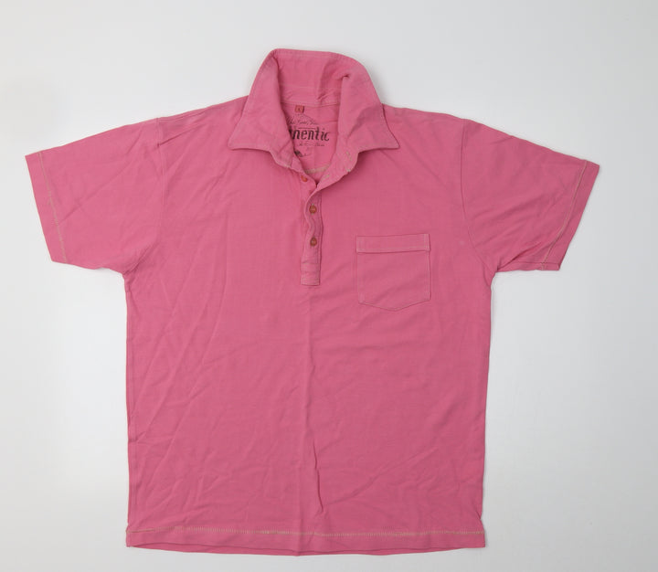 Authentic Clothing Company Mens Pink Cotton Polo Size L Collared