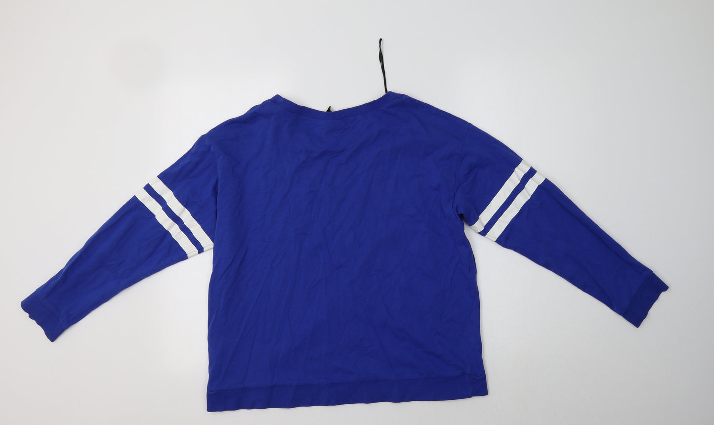 H&M Womens Blue  Cotton Pullover Sweatshirt Size L   - Game On