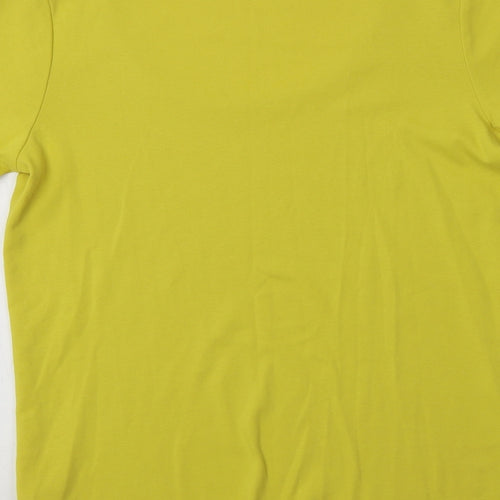 M&S Womens Yellow  Cotton Basic T-Shirt Size 14 Scoop Neck