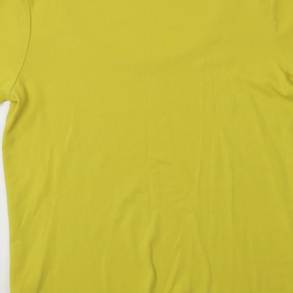 M&S Womens Yellow  Cotton Basic T-Shirt Size 14 Scoop Neck