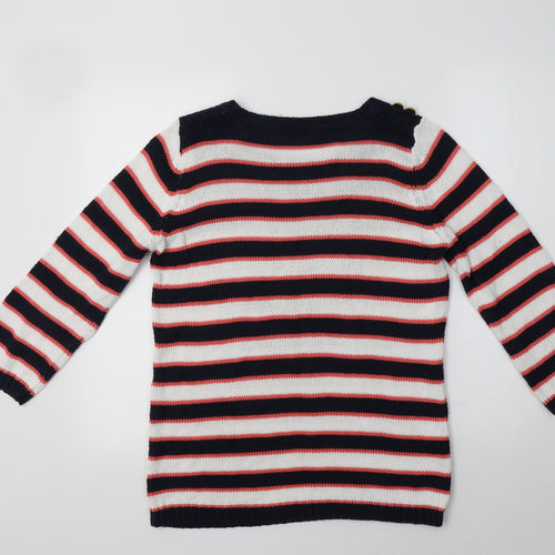 Preworn Womens Multicoloured Round Neck Striped Cotton Pullover Jumper Size M