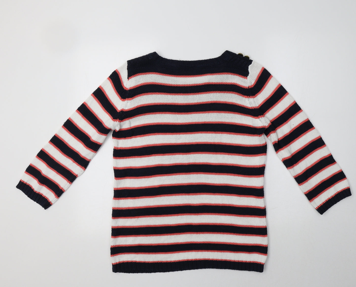 Preworn Womens Multicoloured Round Neck Striped Cotton Pullover Jumper Size M