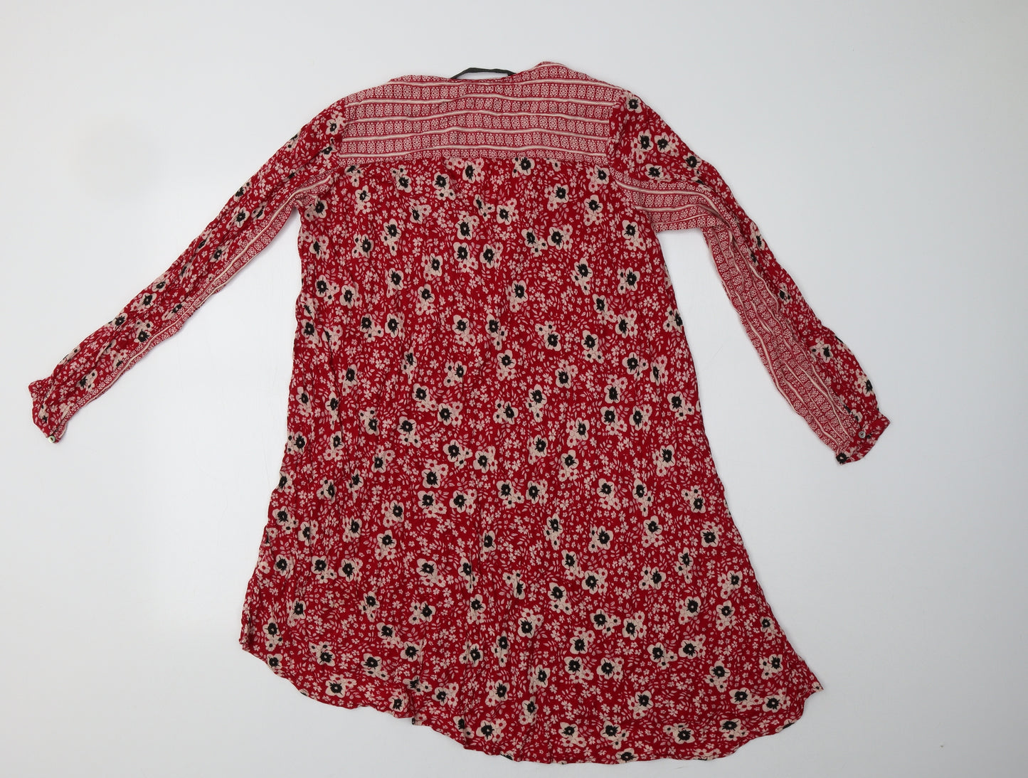Zara Womens Red Floral  A-Line  Size S V-Neck