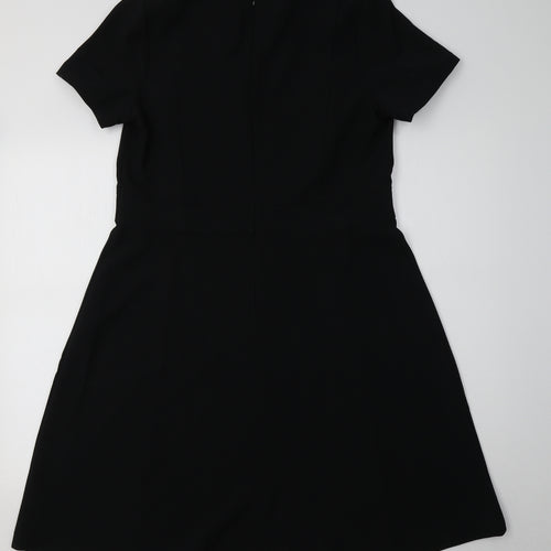 NEXT Womens Black Batik Viscose Fit & Flare  Size 16 V-Neck