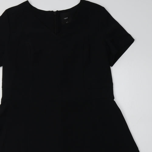 NEXT Womens Black Batik Viscose Fit & Flare  Size 16 V-Neck
