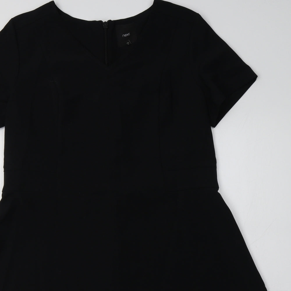 NEXT Womens Black Batik Viscose Fit & Flare  Size 16 V-Neck