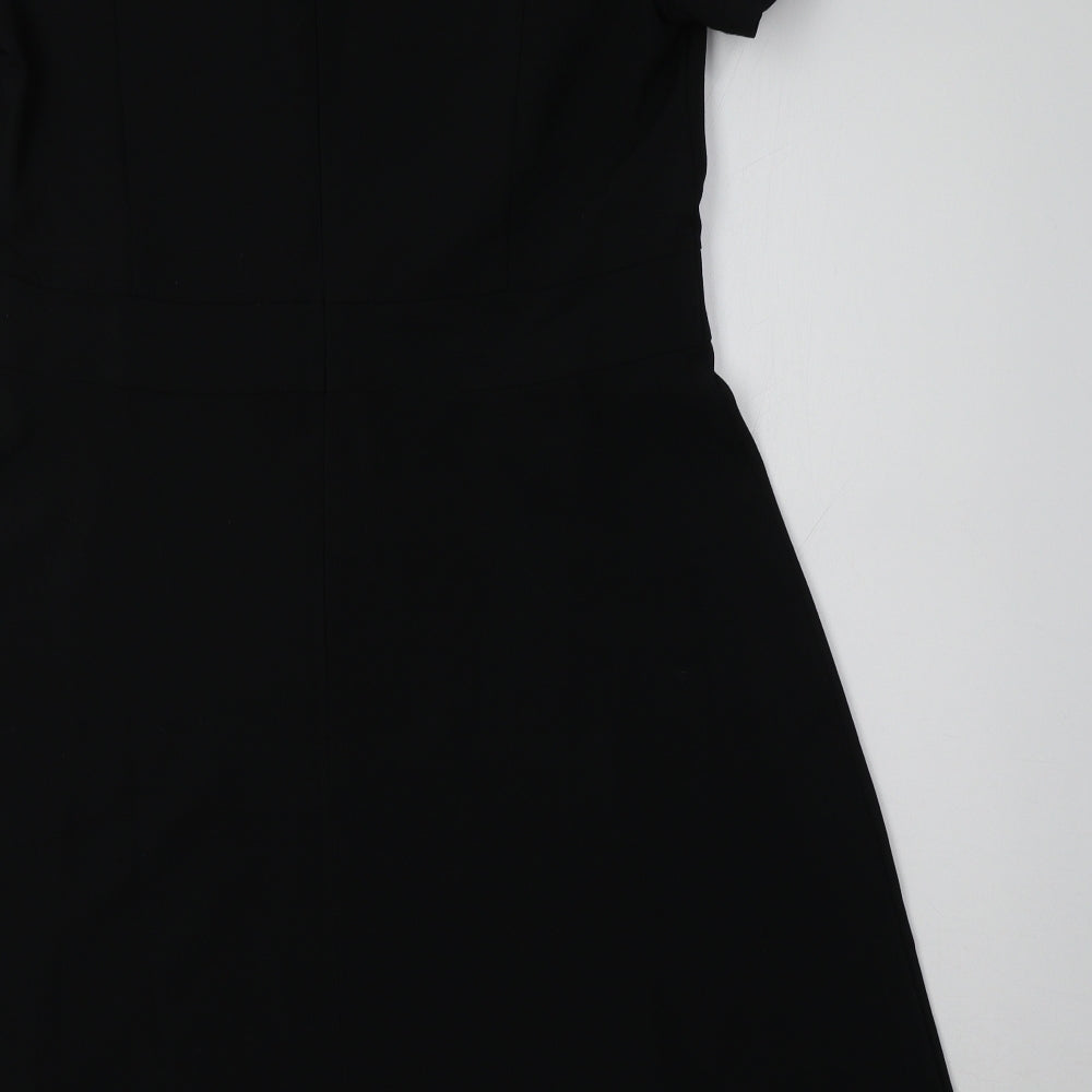 NEXT Womens Black Batik Viscose Fit & Flare  Size 16 V-Neck