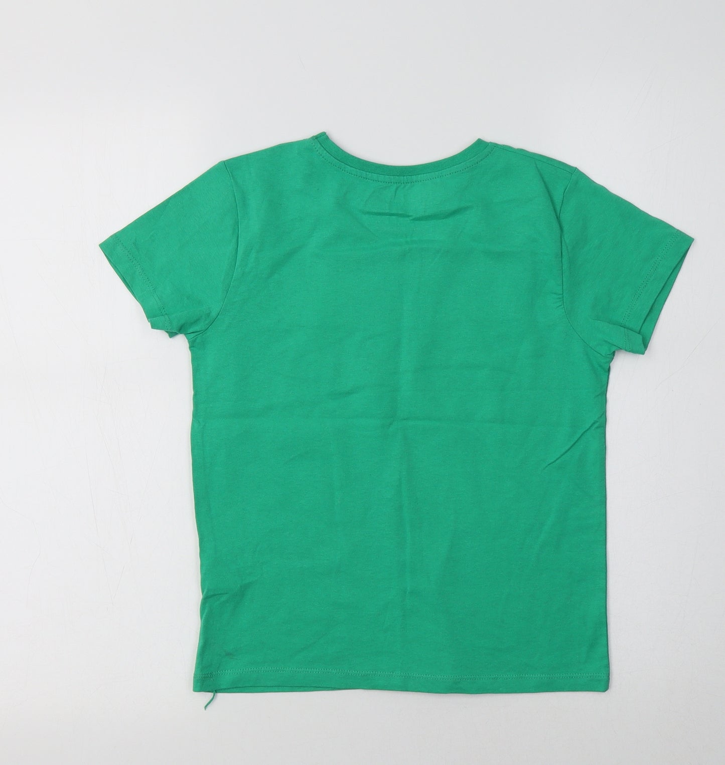 Mojang Girls Green  Cotton Basic T-Shirt Size 7-8 Years Crew Neck  - Minecraft