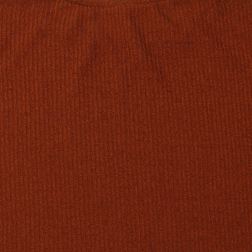 Primark Womens Brown  Polyester Cropped Blouse Size M Crew Neck