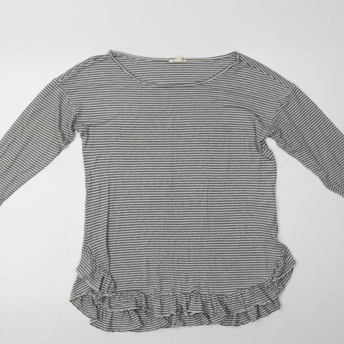 Esprit Womens White Striped Viscose Basic Blouse Size M Boat Neck