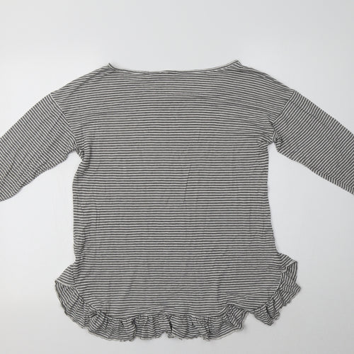 Esprit Womens White Striped Viscose Basic Blouse Size M Boat Neck