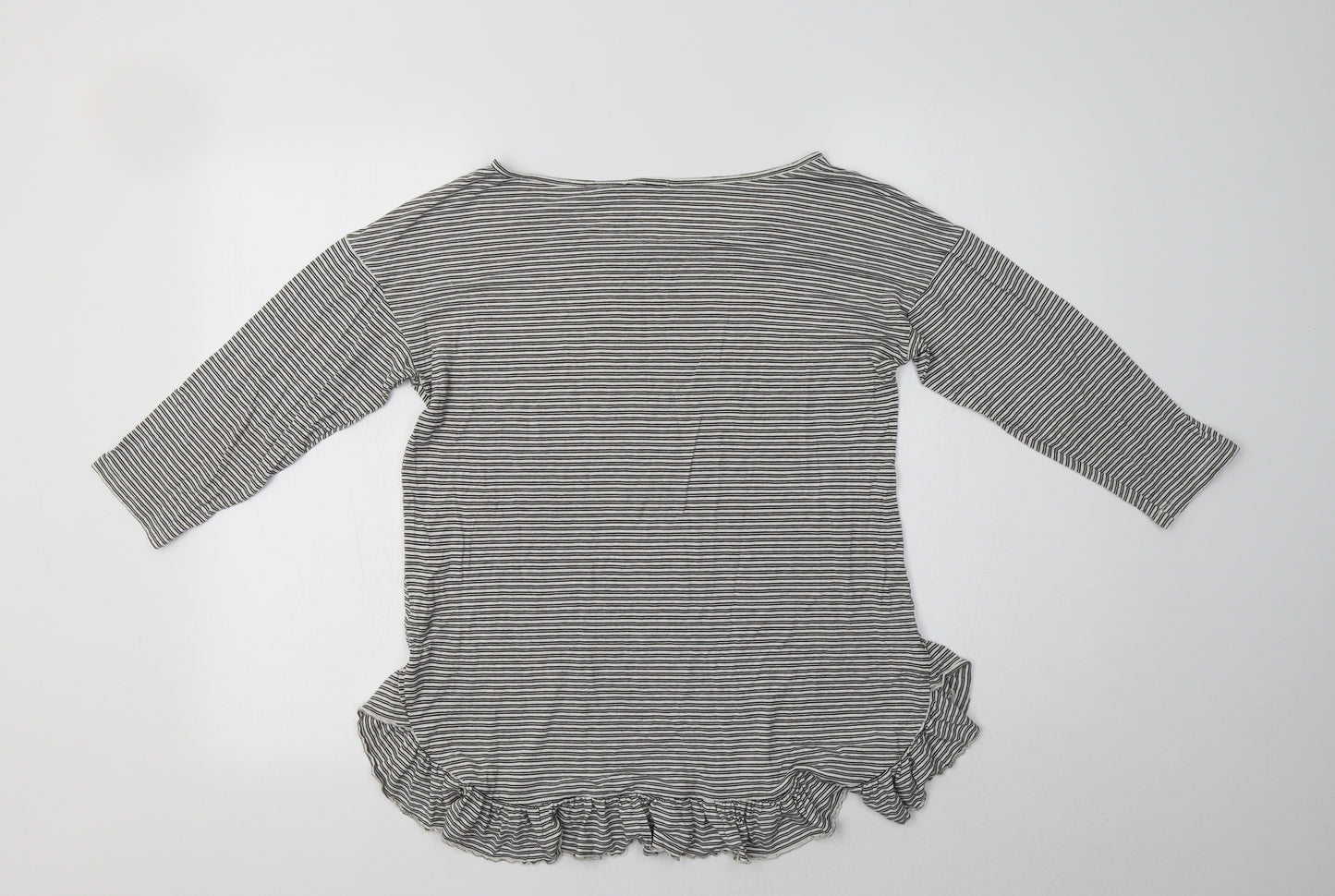 Esprit Womens White Striped Viscose Basic Blouse Size M Boat Neck