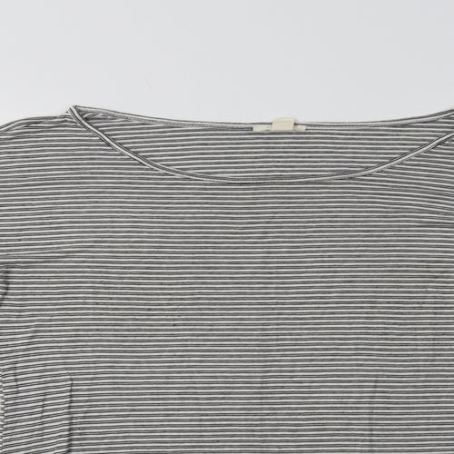 Esprit Womens White Striped Viscose Basic Blouse Size M Boat Neck