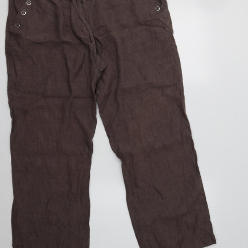 Debenhams Womens Brown  Linen Trousers  Size 16 L30 in Regular