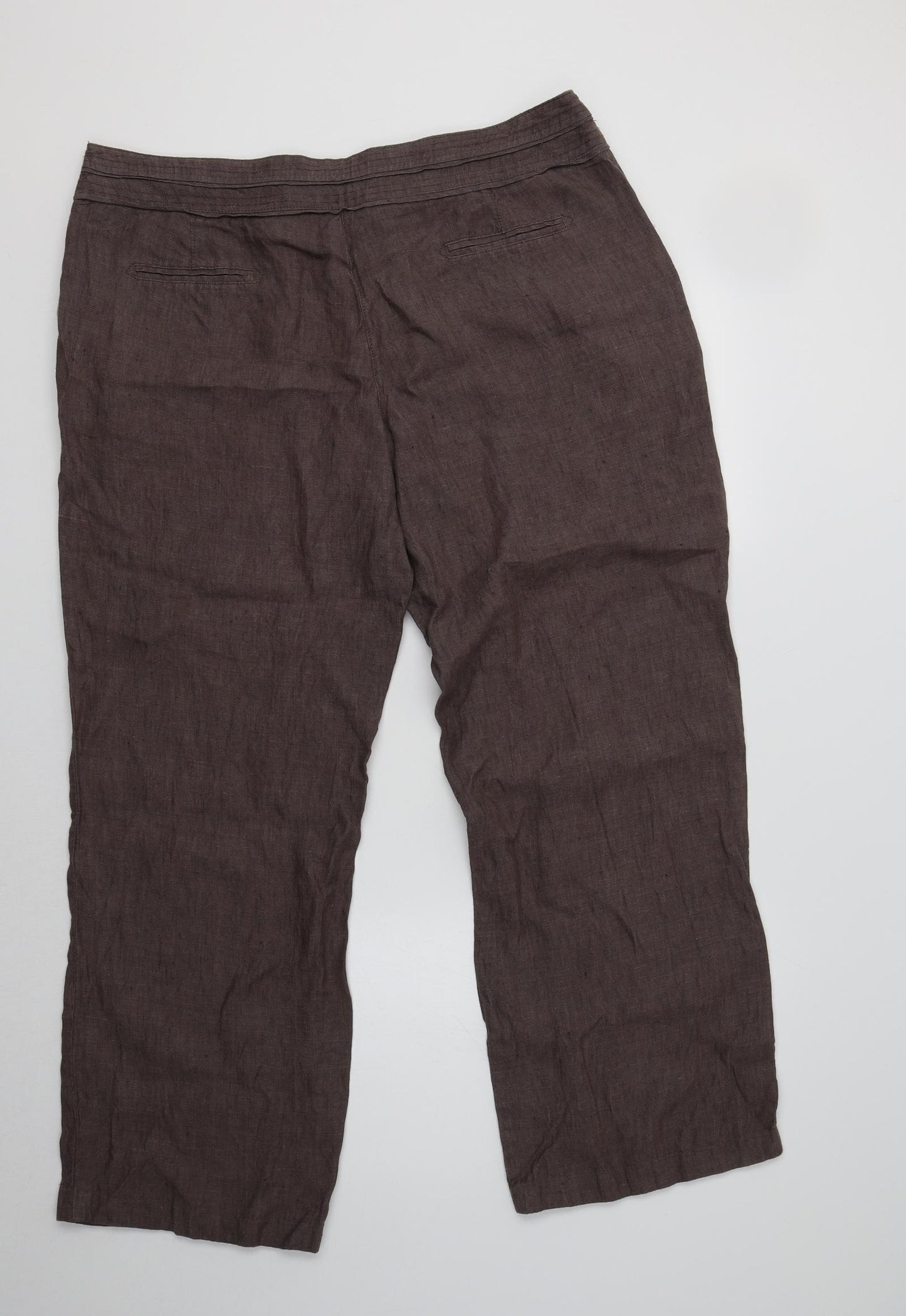 Debenhams Womens Brown  Linen Trousers  Size 16 L30 in Regular
