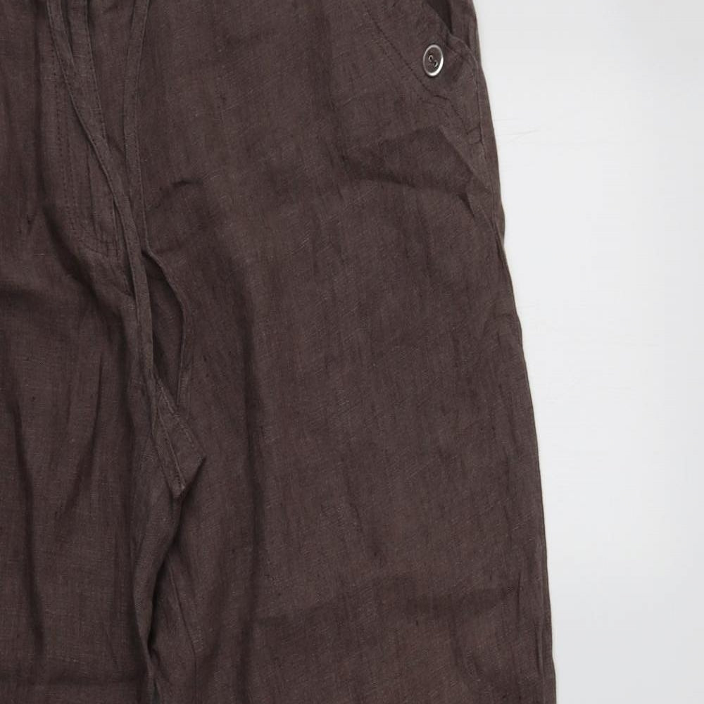 Debenhams Womens Brown  Linen Trousers  Size 16 L30 in Regular
