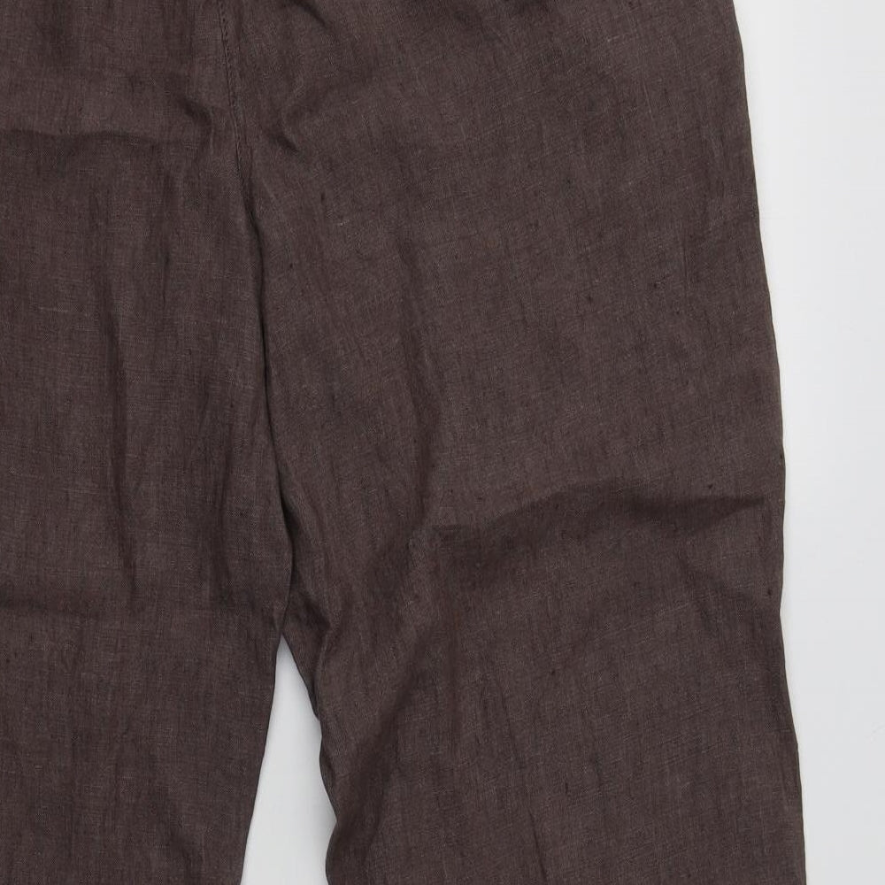 Debenhams Womens Brown  Linen Trousers  Size 16 L30 in Regular