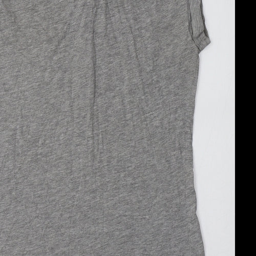 New Look Womens Grey  Cotton Basic T-Shirt Size 10 Crew Neck - Heart