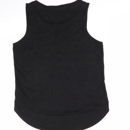 George Womens Black Geometric Viscose Basic Blouse Size 12 Round Neck - Embroidered Front