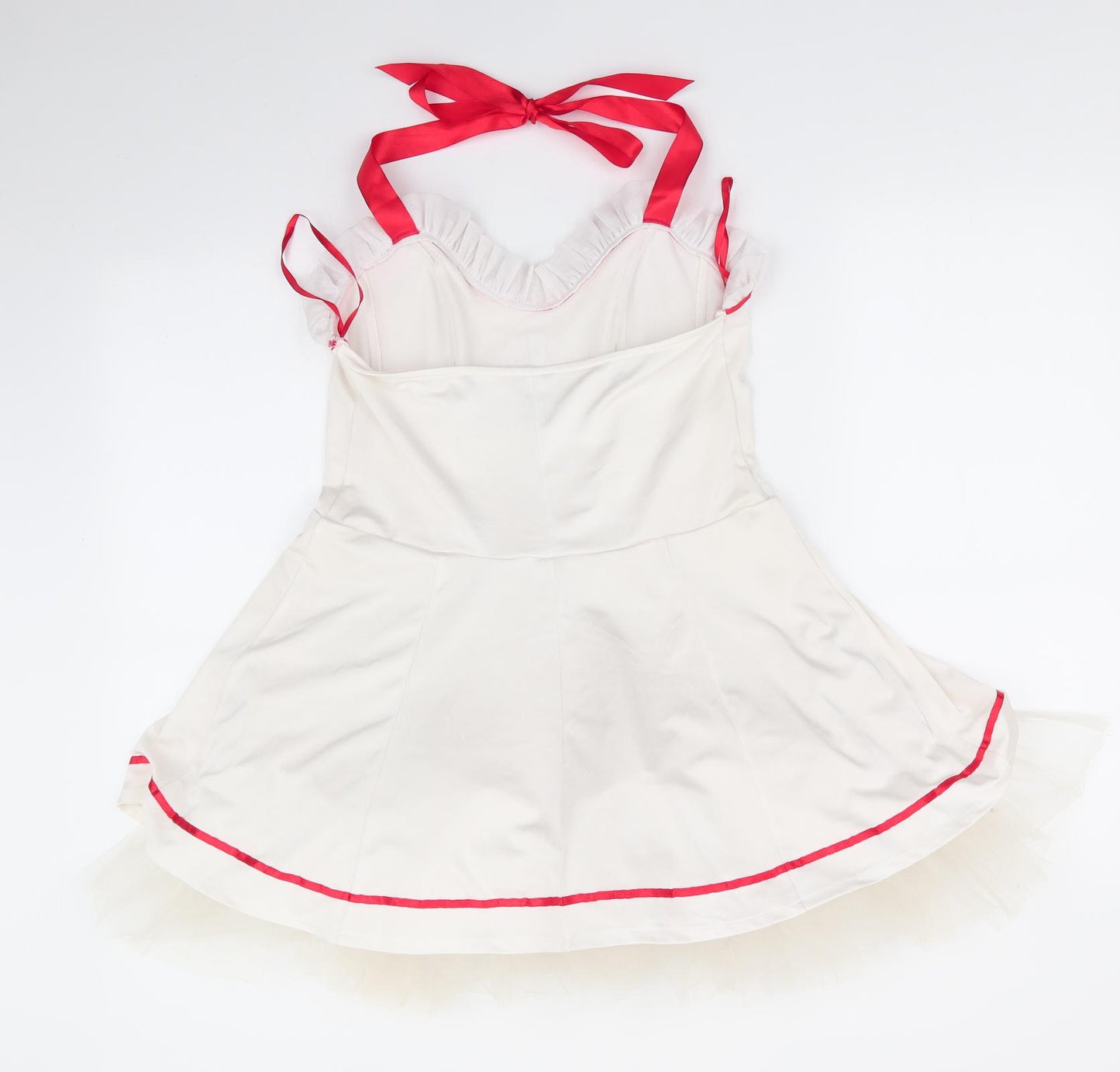 Anne Summers Womens White  Polyester Mini  Size 14 Halter  - Nurse Outfit Boned front