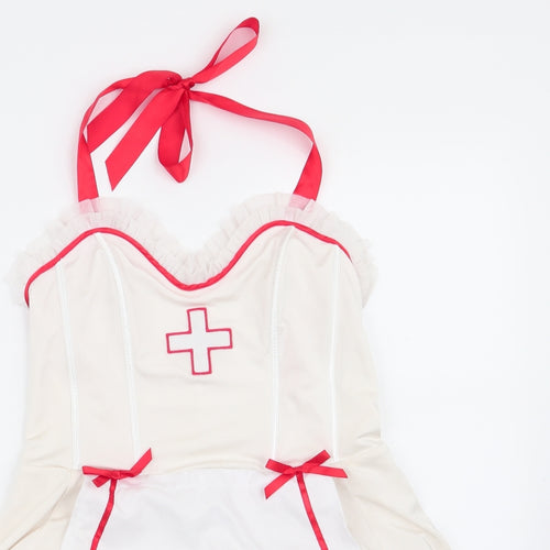 Anne Summers Womens White  Polyester Mini  Size 14 Halter  - Nurse Outfit Boned front