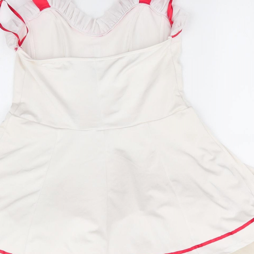 Anne Summers Womens White  Polyester Mini  Size 14 Halter  - Nurse Outfit Boned front