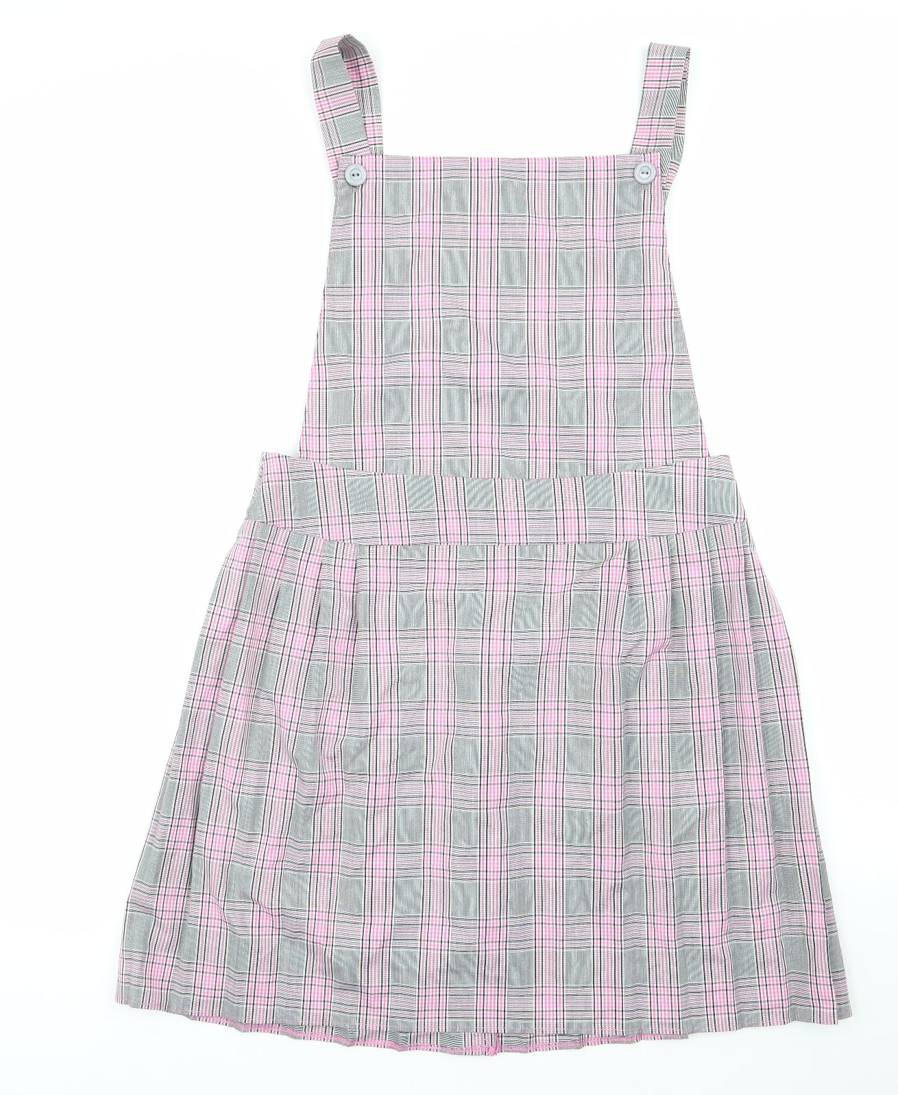 Boohoo Womens Pink Check Polyester Pinafore/Dungaree Dress  Size 12 Square Neck  - Pink Grey Black Check