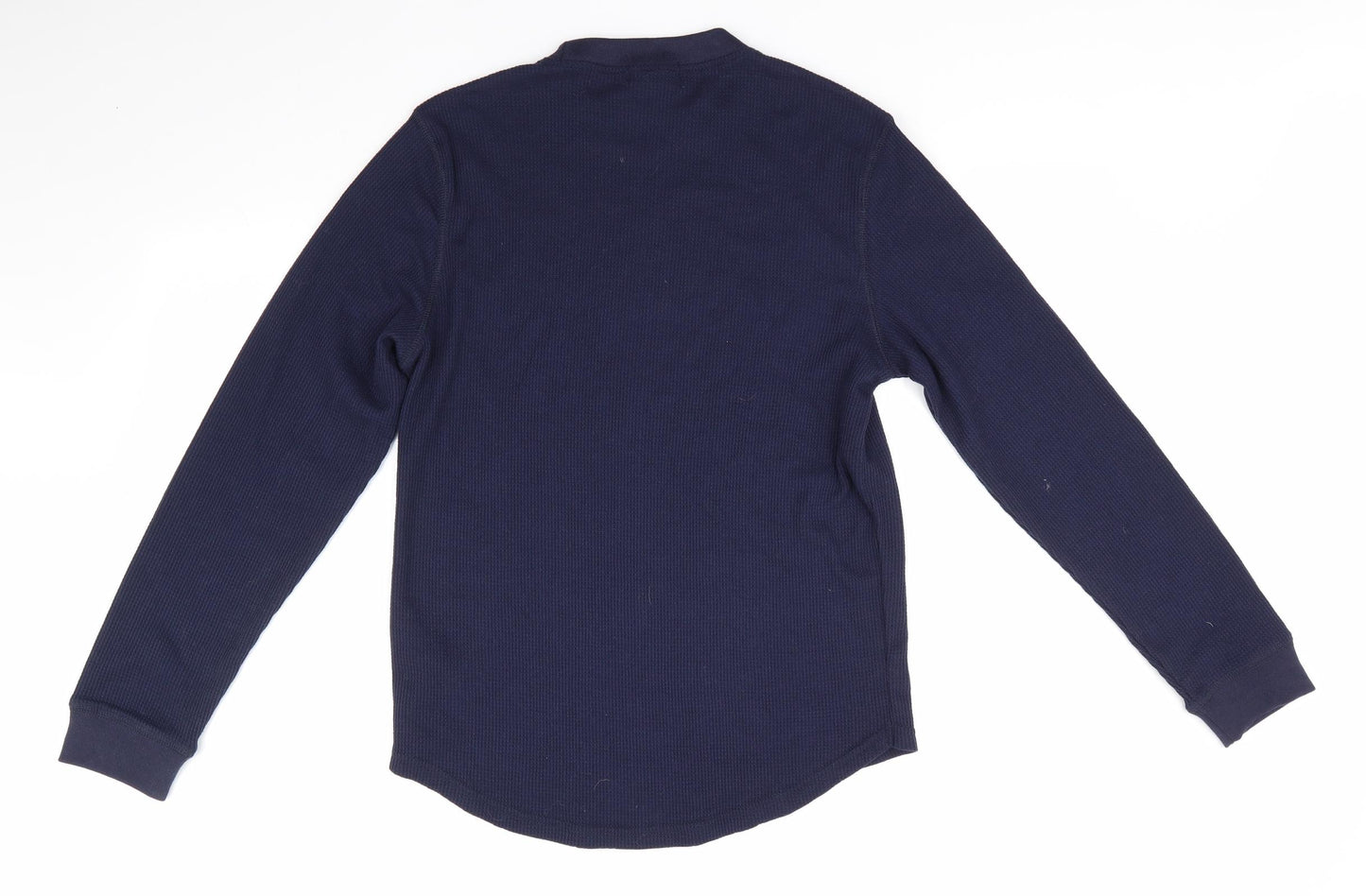 Primark Mens Blue  Cotton  Button-Up Size S Round Neck  - Waffle Texture