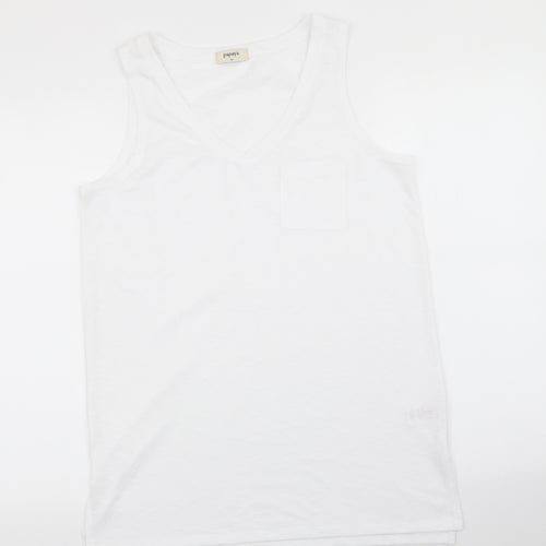 Papaya Womens White  Polyester Tunic Tank Size M V-Neck - Short Side Hemline vents