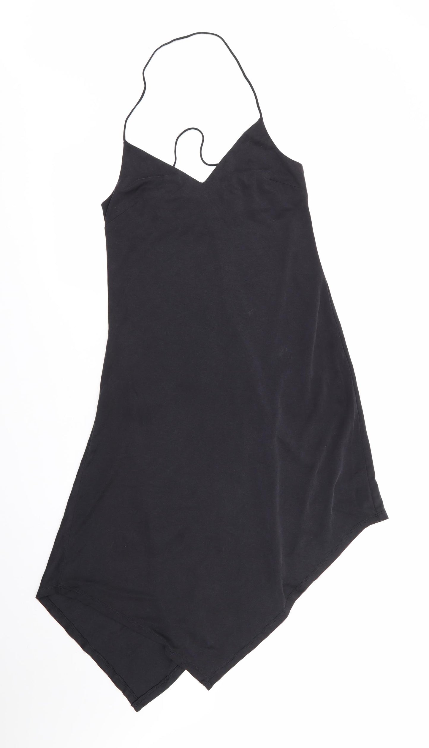 Preworn Womens Grey   Slip Dress  Size 8 Halter  - Dark Grey Horizontal hemline