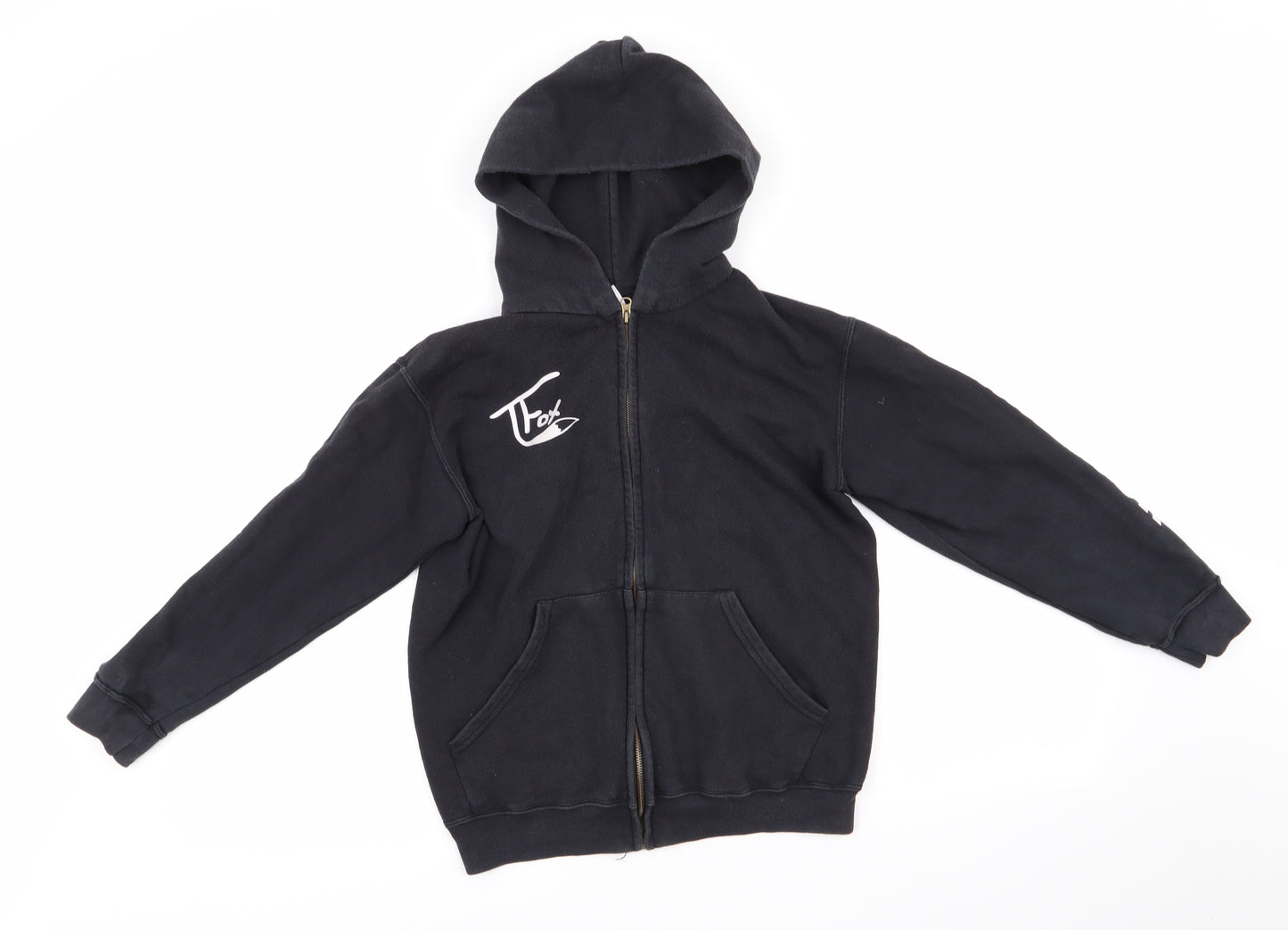 Fruit of the Loom Girls Black  Cotton Full Zip Hoodie Size 6-7 Years   - Tanner Fox