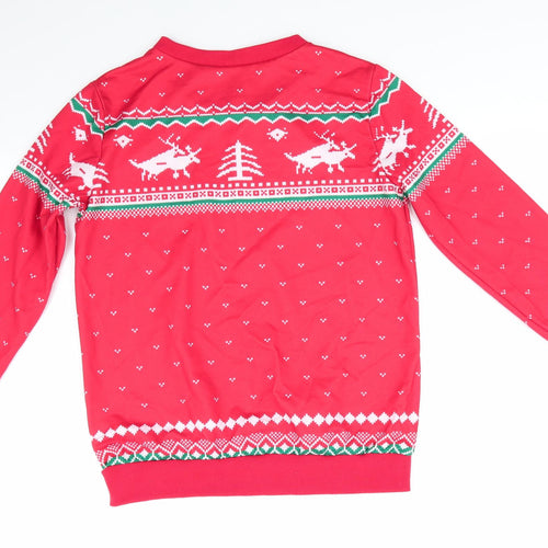 Preworn Mens Red Animal Print Cotton  Pyjama Top Size L   - Christmas Pyjama