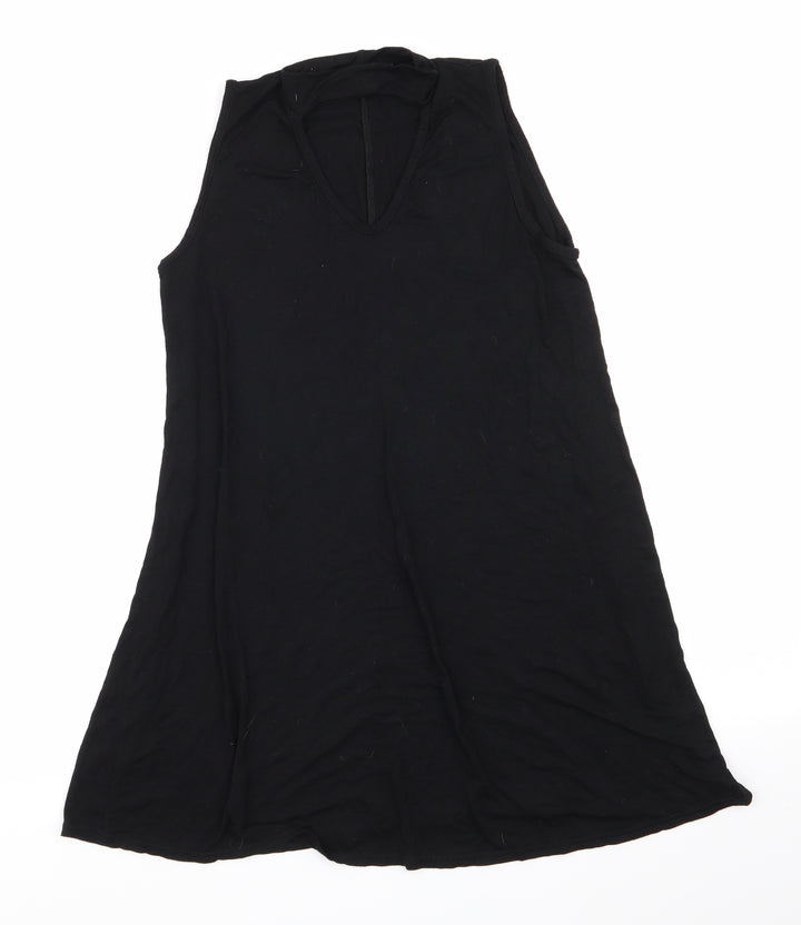Boohoo Womens Black Viscose A-Line Size 10 V-Neck - Choker style neck