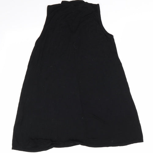 Boohoo Womens Black  Viscose A-Line  Size 10 V-Neck  - Choker style neck